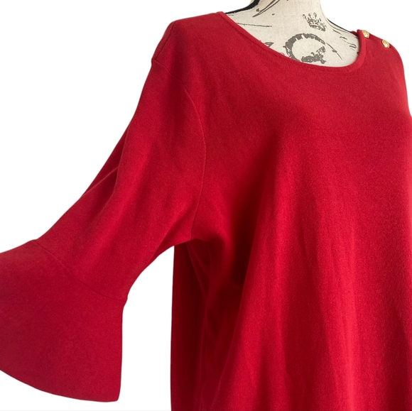 Lauren Ralph Lauren Red knit cotton blend midi sweater dress formal event 2X - Picture 7 of 15